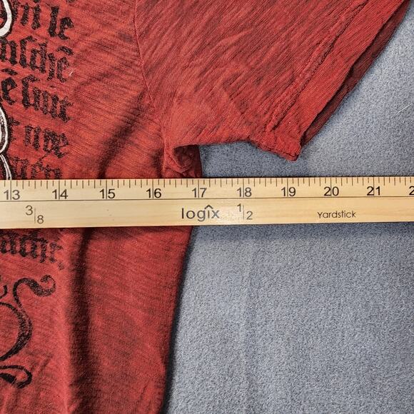 Sinful Affliction Womens Top Large Burgundy Glitter Fleur De Lis Grunge 90s Y2k - Picture 4 of 9